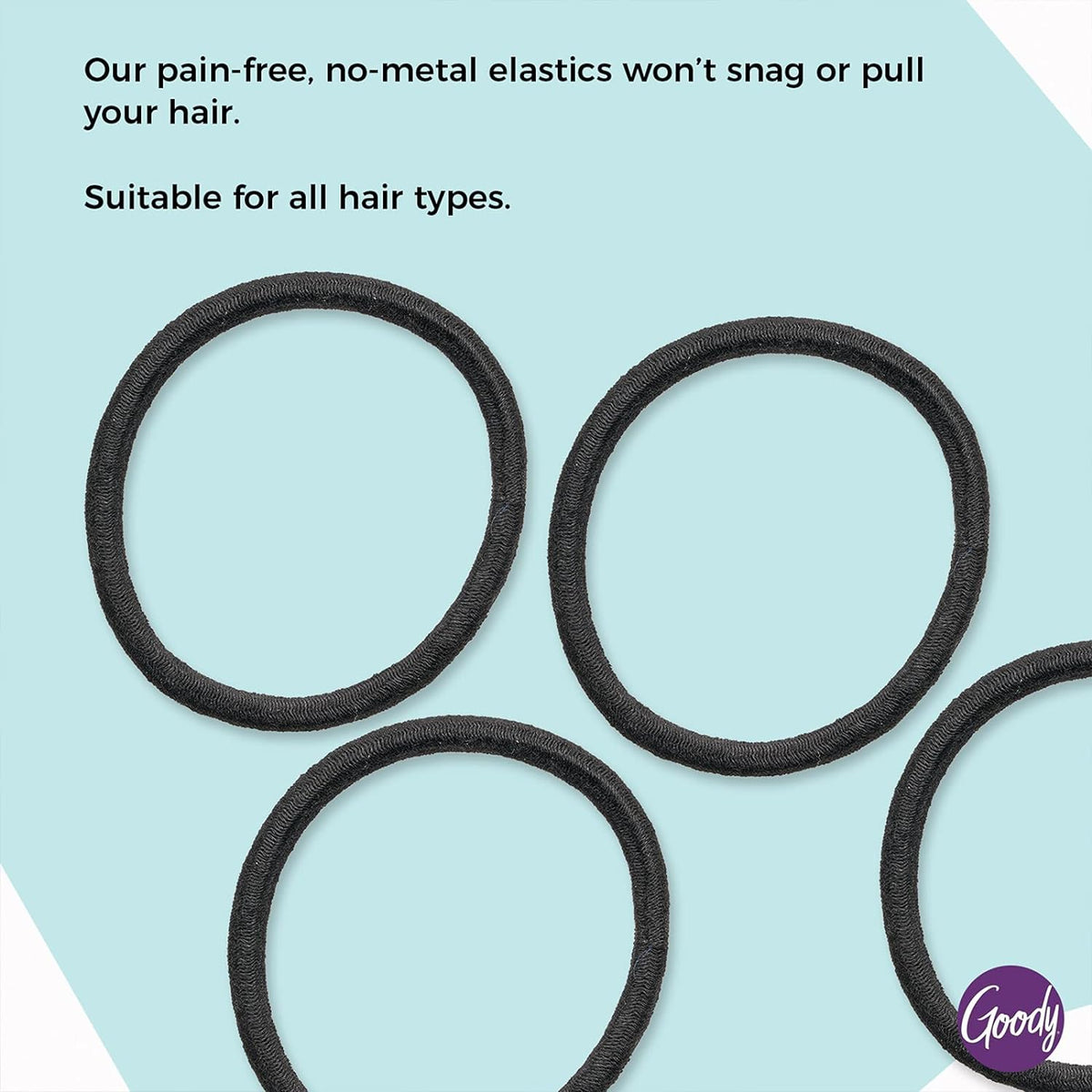 Goody Ouchless Elastic Hair Ties, 30 Ct, Black, 4MM Rubber Bands, Pain-Free