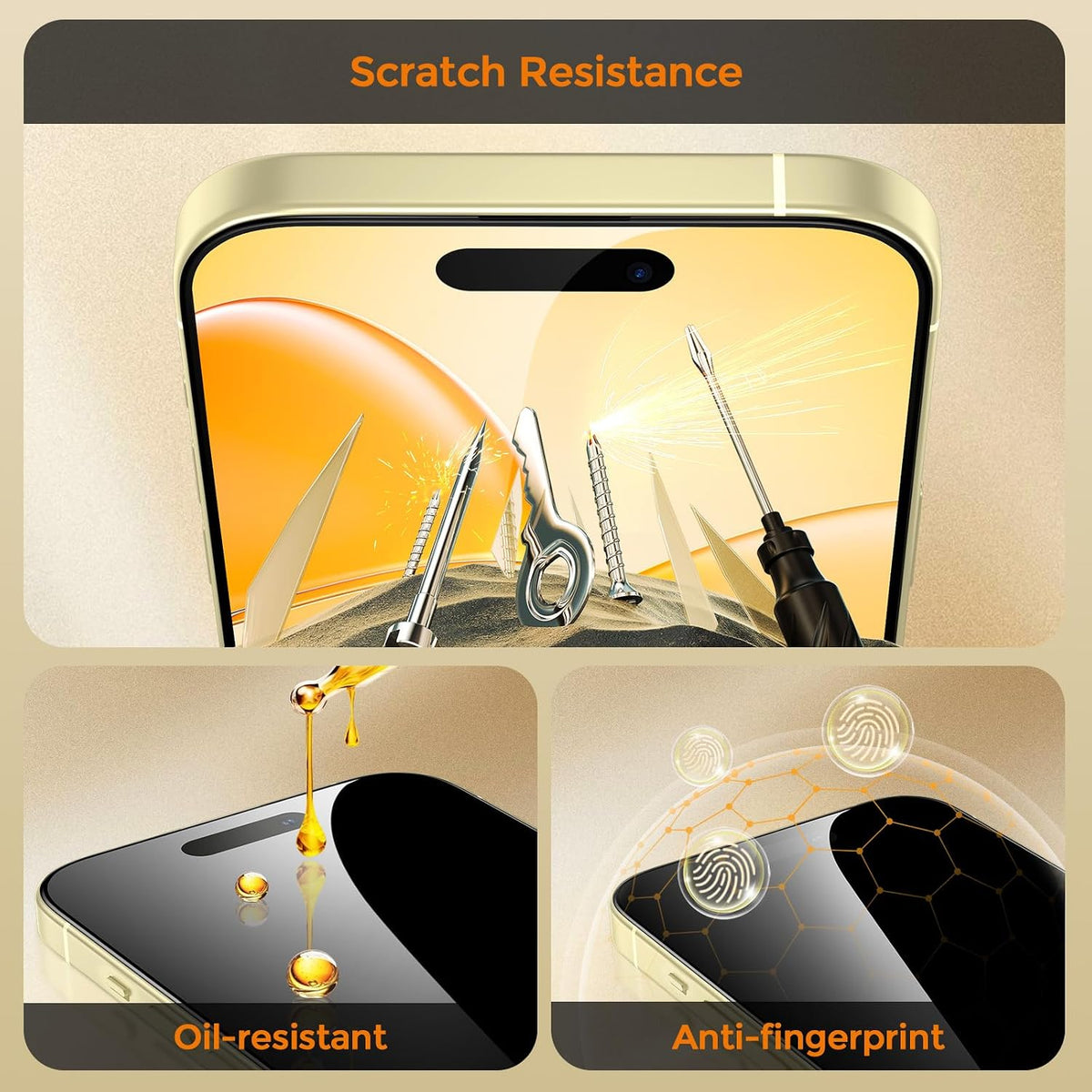 UNBREAKcable Privacy Screen Protector for iPhone 15, Full Coverage