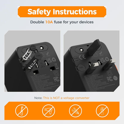 TESSAN Universal Travel Adapter Worldwide with 2 USB C for EU USA AU