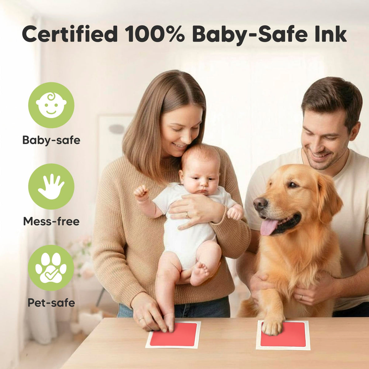 4pk Inkless Baby Hand and Footprint Kit, Mess Free Ink Pads (Jet Black, R)