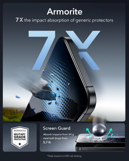 ESR 3 Pack for iPhone 17 Pro Max Screen Protector, Armorite