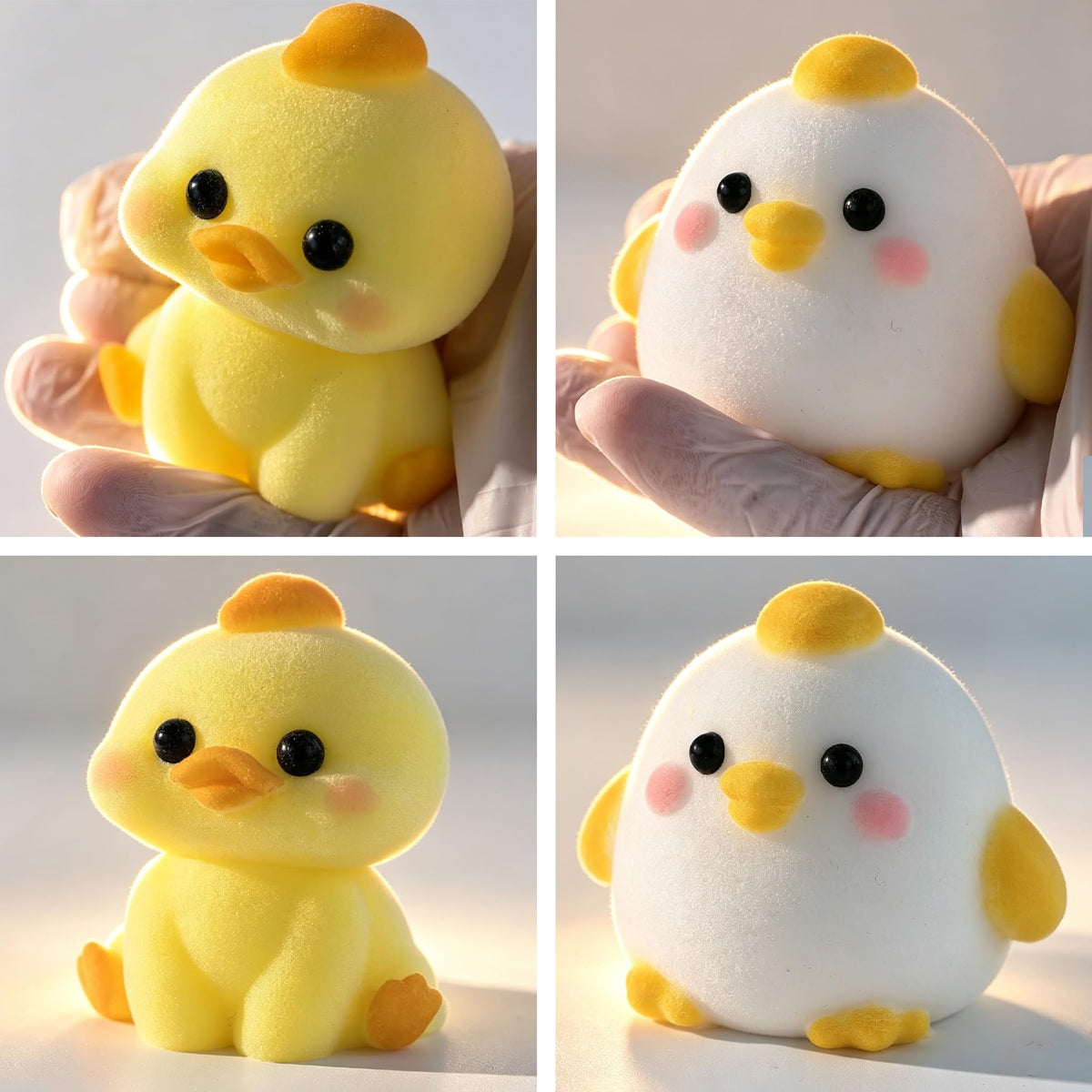 2-Pack Handmade Duck Chick Squishy Toys, Cute Stress Relief Squeeze Toys