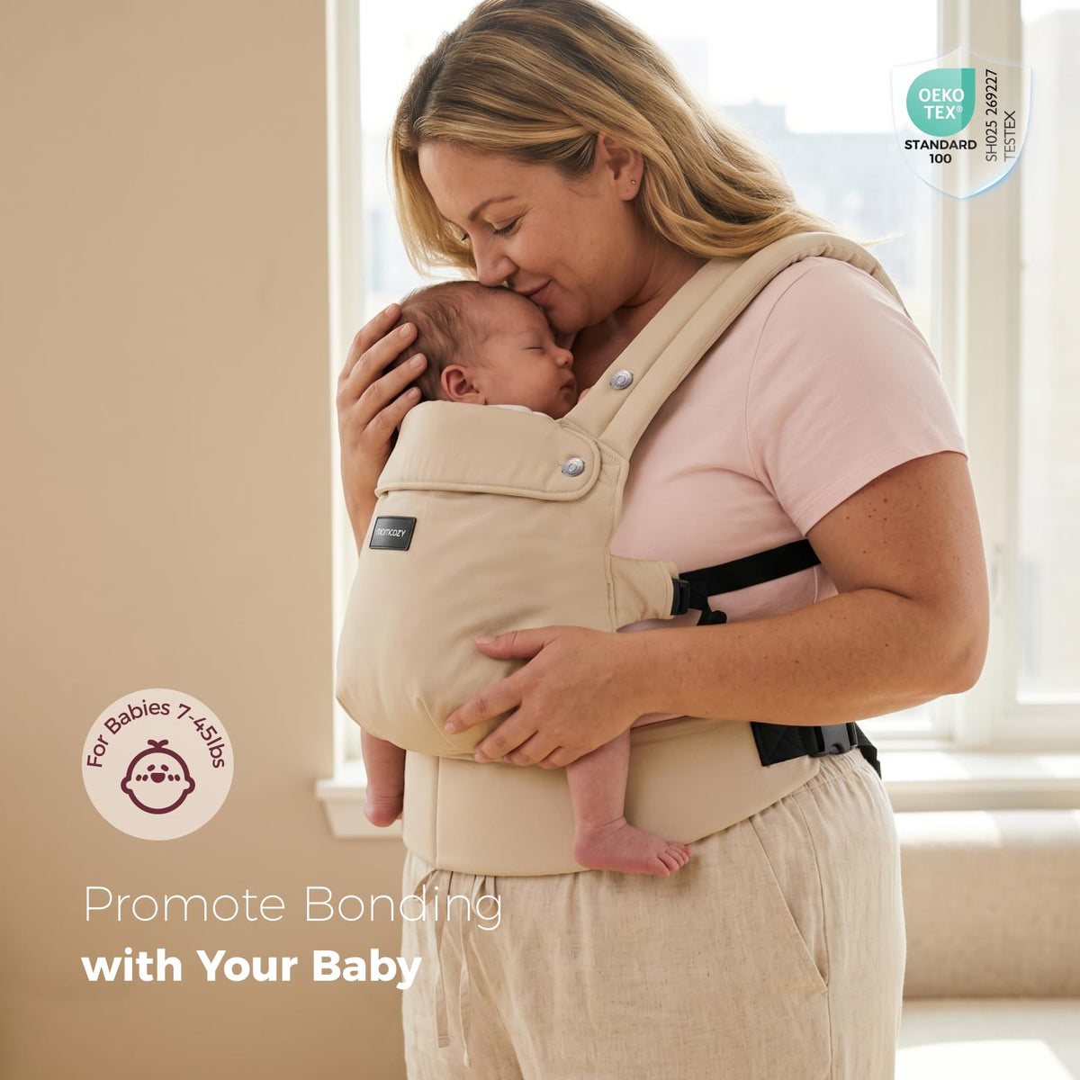 Momcozy PureHug Baby Carrier - Ergonomic, Cozy and Lightweight for 7-45 lbs