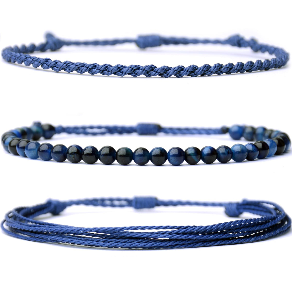Mezcla Vida Handmade Natural Stone Beaded Healing Bracelet Gift for Men Adjustable Rope String Bracelet