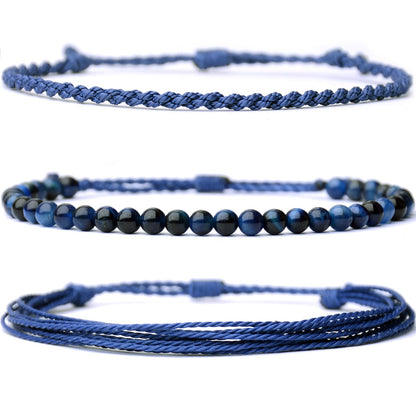 Mezcla Vida Handmade Natural Stone Beaded Healing Bracelet Gift for Men Adjustable Rope String Bracelet
