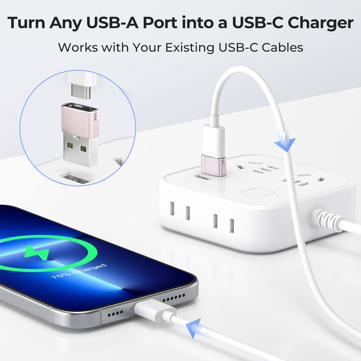 Basesailor USB to USB C Adapter,USBC Female to USB A Male Charger Adapter