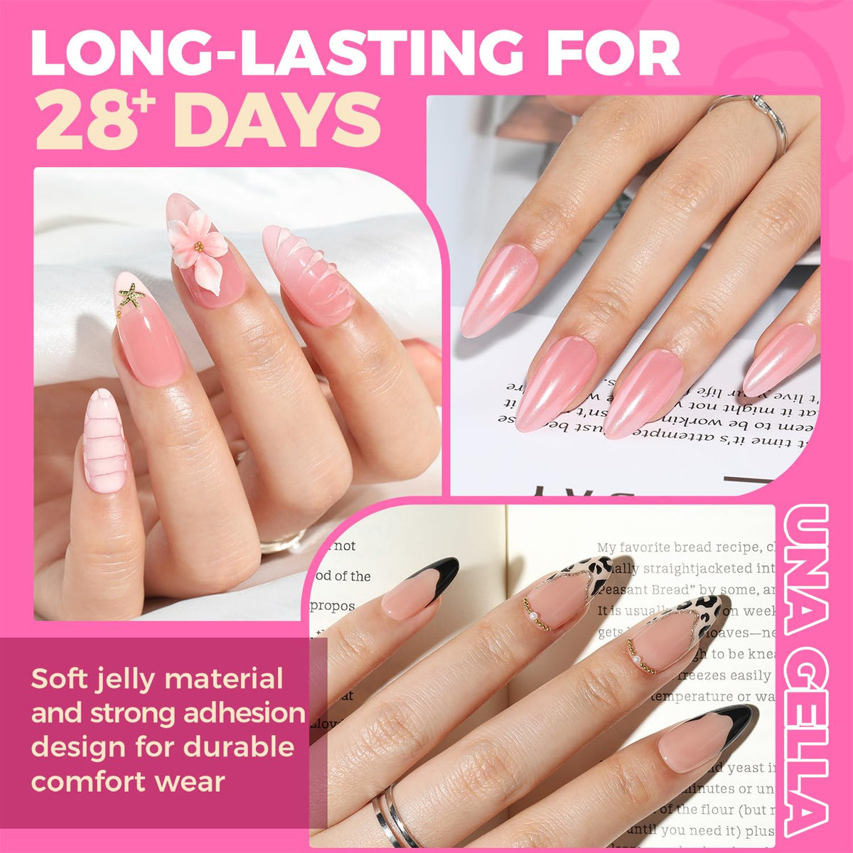 UNA GELLA Short Sharp Square Nail Tips 504pcs X-Soft Flat Square Nails