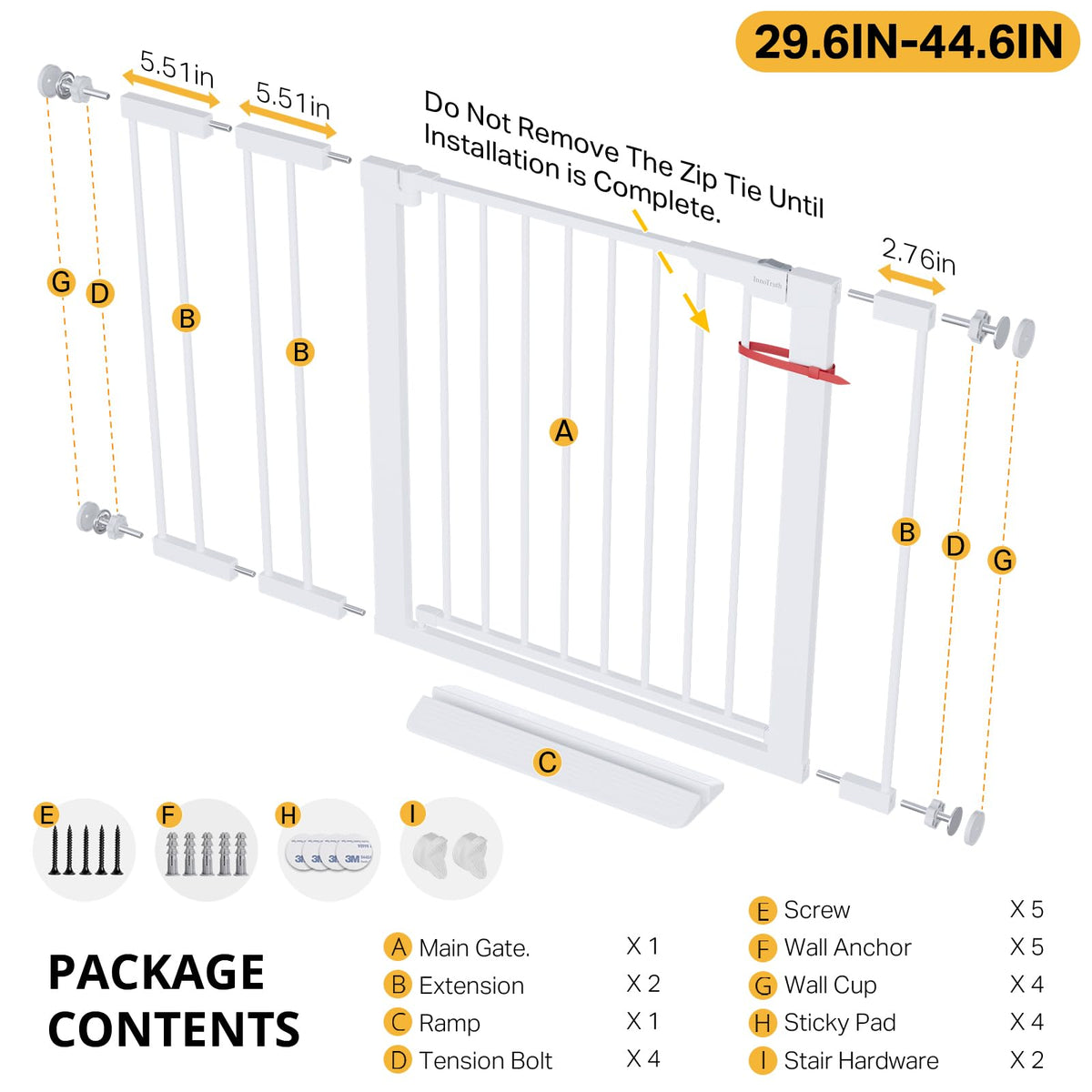 InnoTruth 27-36.6 in Wide Baby Gate for Stairs and Doorways, Black
