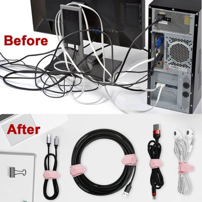 Silicone Cable Ties, Cord Organizer Cable Management,2Sizes-Grey