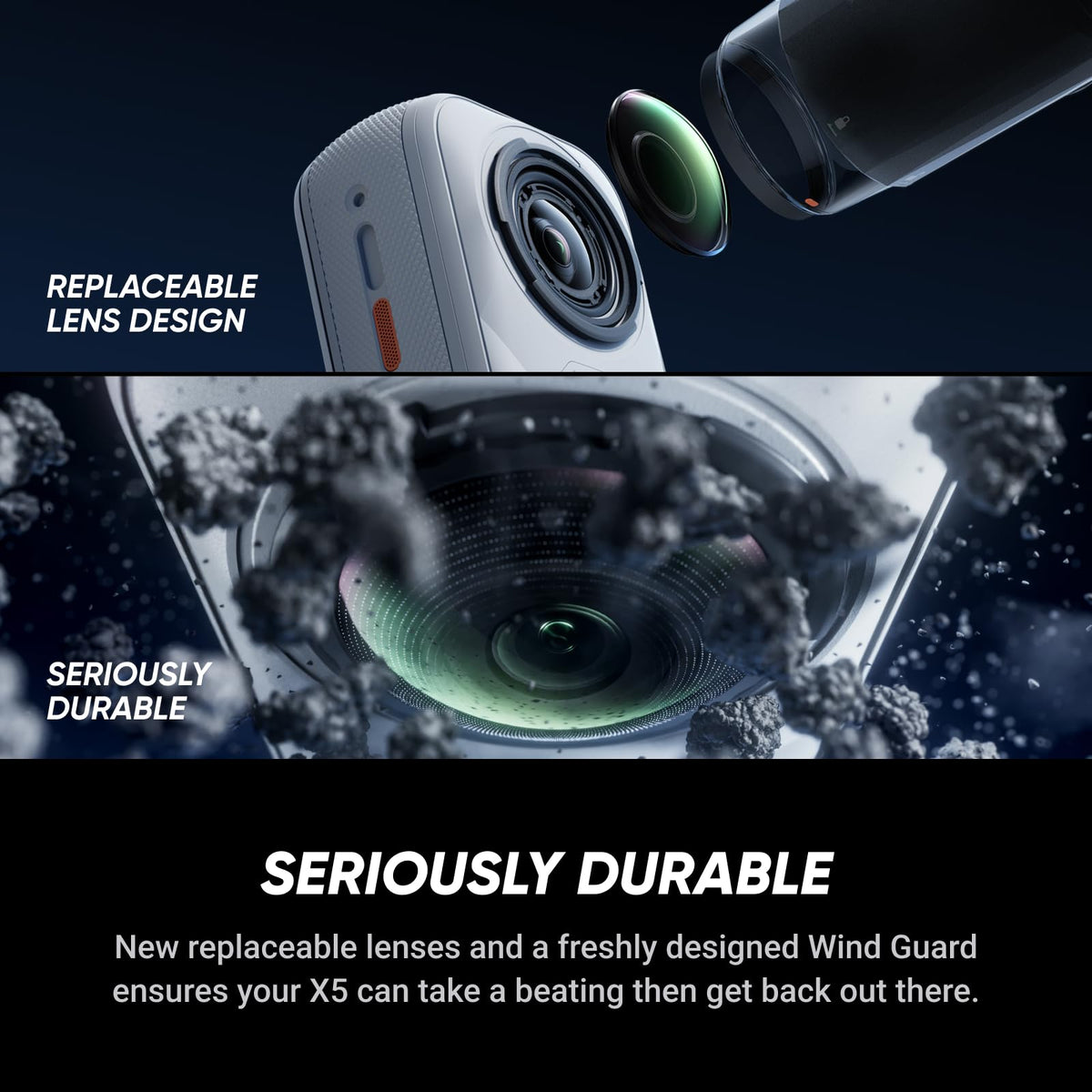 Insta360 X5 - Waterproof 8K 360° Action Camera, Leading Low Light, Invisible Selfie Stick Effect, Rugged and Replaceable Lens, 3-Hour Battery, Built-in Wind Guard, Stabilization, Triple AI Chip Design