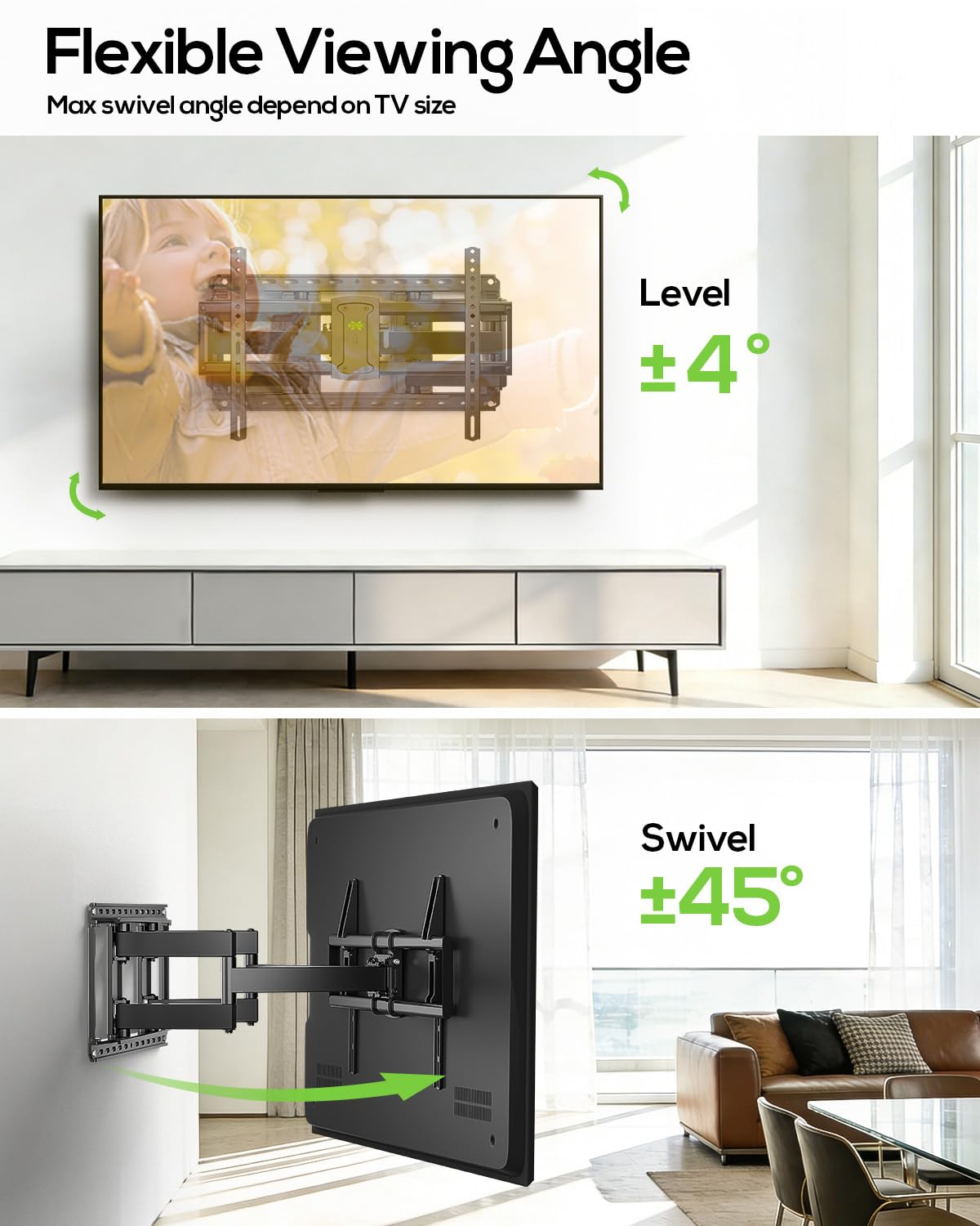 USX Mount Full Motion TV Wall Mount for 42-90 inch TV Holds up to 132lbs