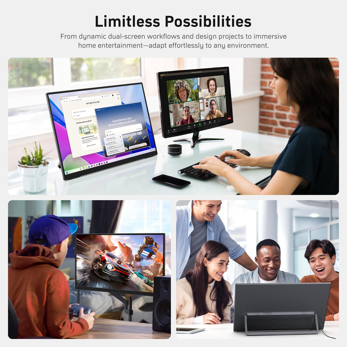 MNN 15.6" 4K Portable Monitor, UHD IPS, USB-C HDMI, with Smart Cover Stand