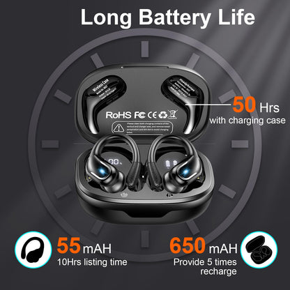 Wireless Earbuds Sports, 75Hrs Bluetooth 5.4 Headphones, Bass Hi-Fi Stereo