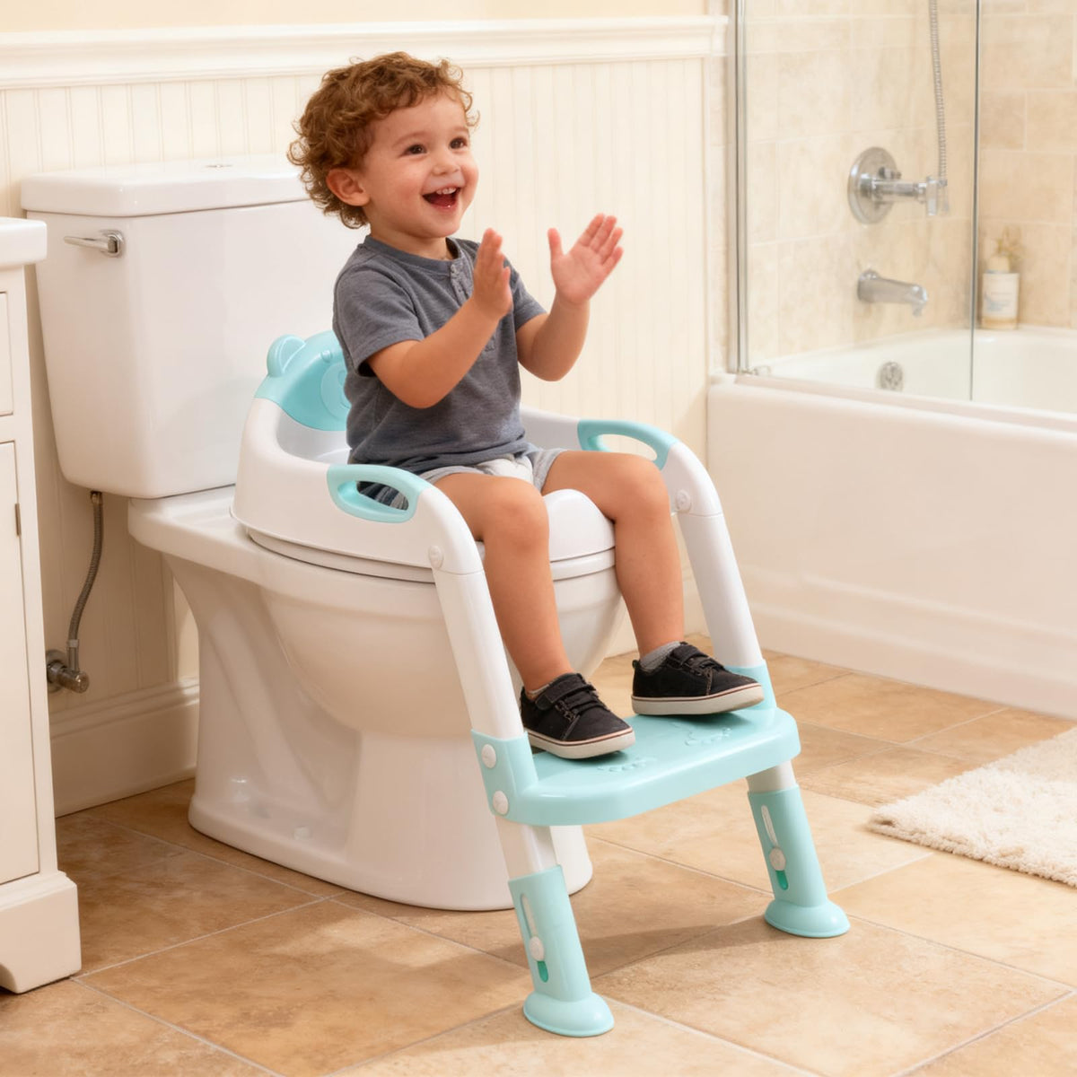 Potty Training Toilet for Toddlers, 2-in-1 Potty Training seat, Anti-Slip (Chocolate, Bear)