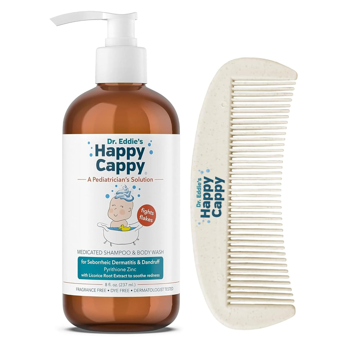 Happy Cappy Medicated Shampoo and Body Wash with Beanie Brush - 2 Pieces