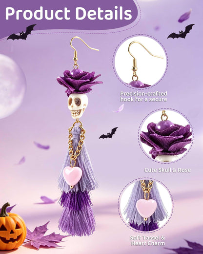 Halloween 3D Skeleton Skull Earrings BOO Ghost Earrings for Women