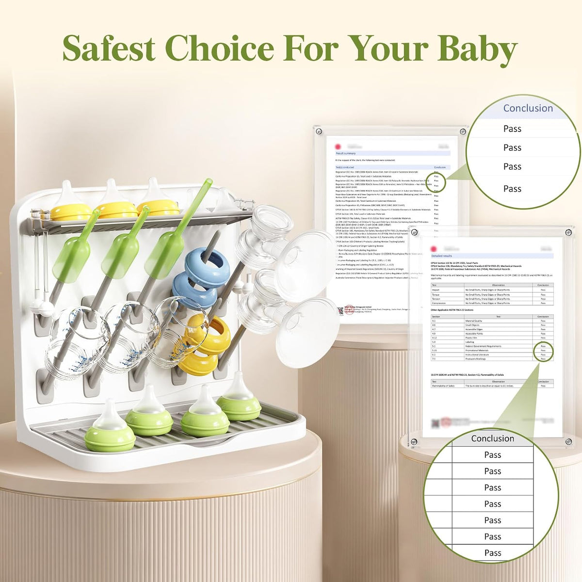 Lifewit 10-Hooks Baby Bottle Drying Rack for Countertop, BPA Free
