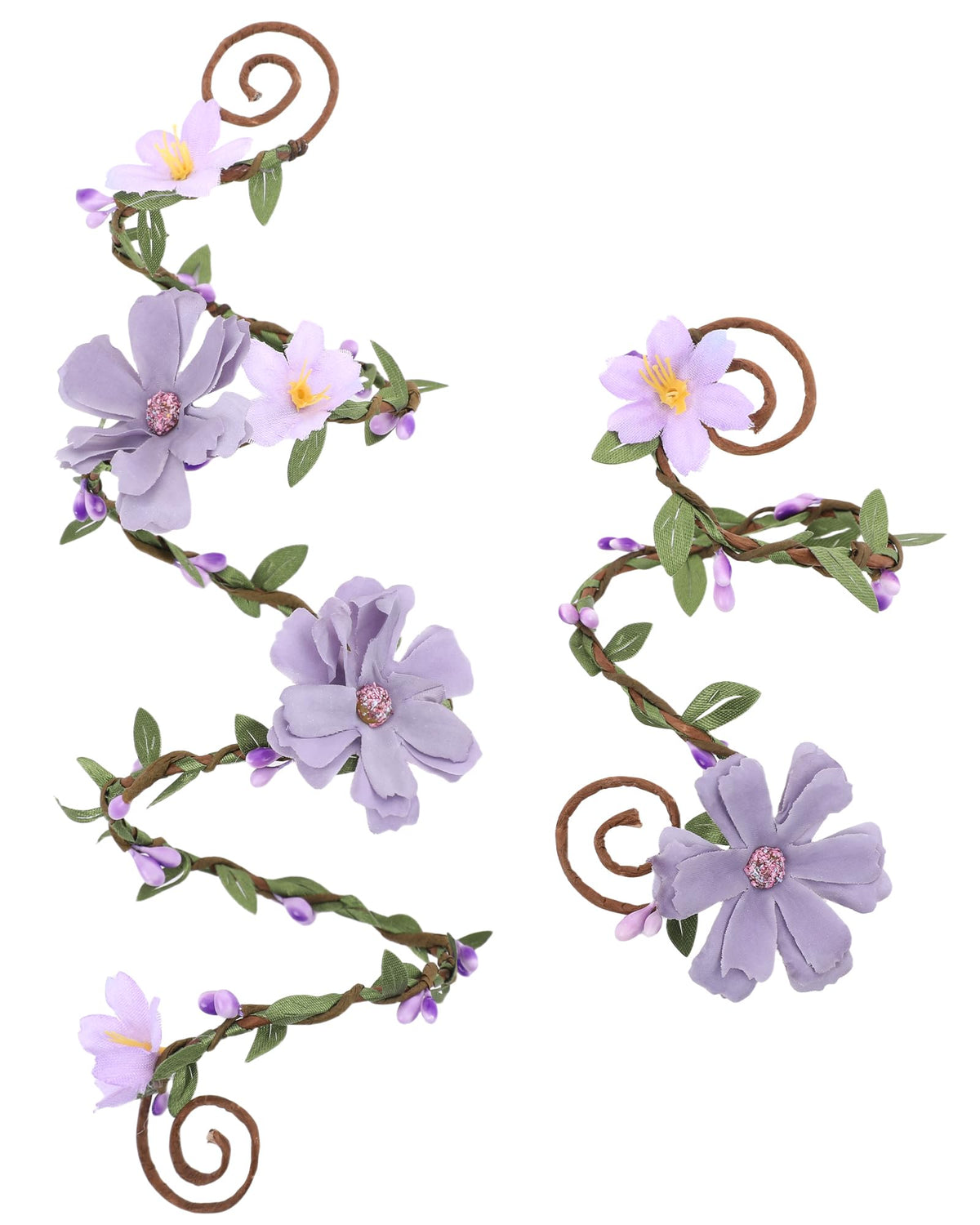 FRESHME Renaissance Costume Flower Arm Wraps - 2 Pcs Fairy Accessories Elf Bracelet with Wrap Ring Woodland Renfaire Outfit