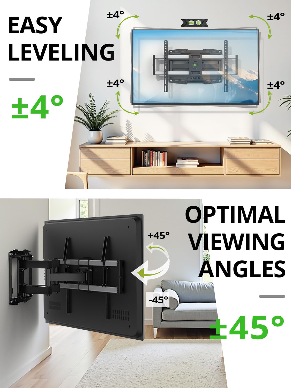 USX Mount Full Motion TV Wall Mount for 42-90 inch TV Holds up to 132lbs