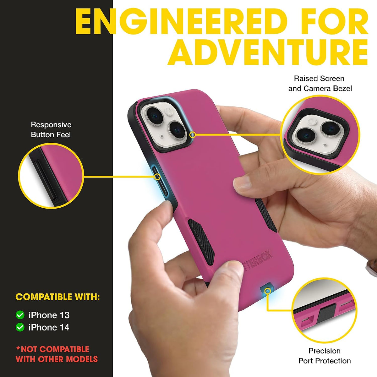OtterBox iPhone 14 & iPhone 13 Commuter Series Case - BLACK , slim & tough, pocket-friendly, with port protection