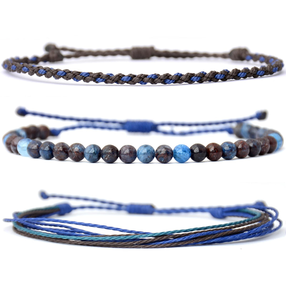 Mezcla Vida Handmade Natural Stone Beaded Healing Bracelet Gift for Men Adjustable Rope String Bracelet