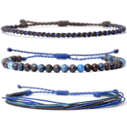 Mezcla Vida Handmade Natural Stone Beaded Healing Bracelet Gift for Men Adjustable Rope String Bracelet