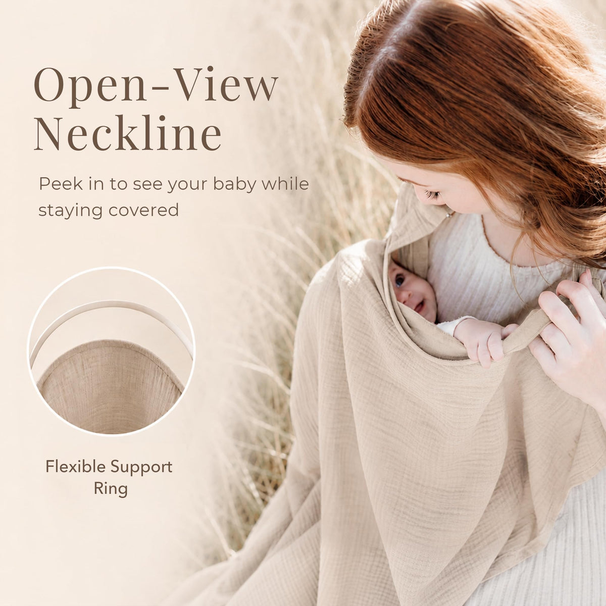 Konssy Muslin Nursing Cover Up for Breastfeeding with Rigid Hoop