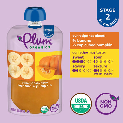Plum Organics Stage 1 Organic Baby Food Pouch - Just Mangos, 12 Pack