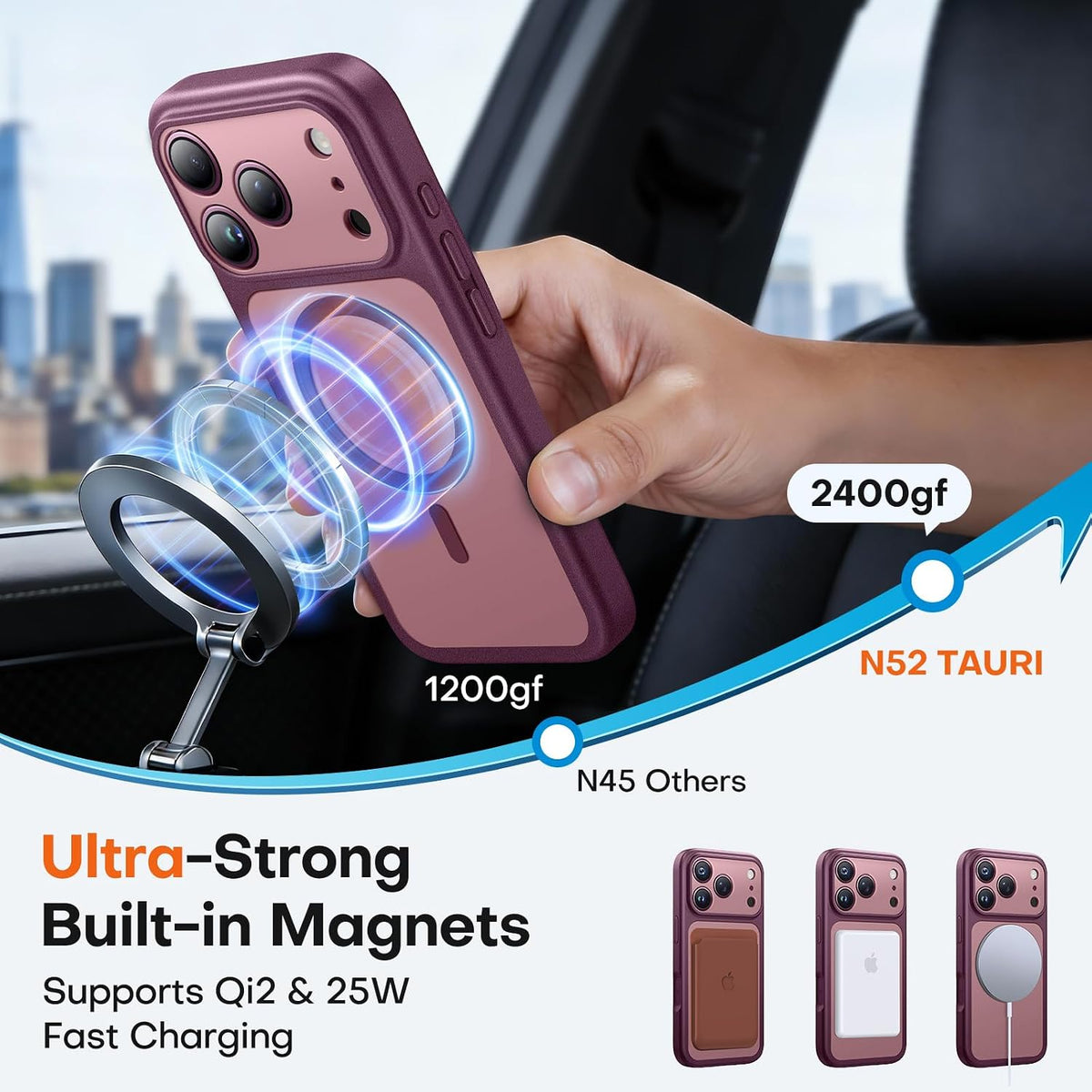 TAURI for iPhone 16 Pro Max Case, Compatible with MagSafe, Purple