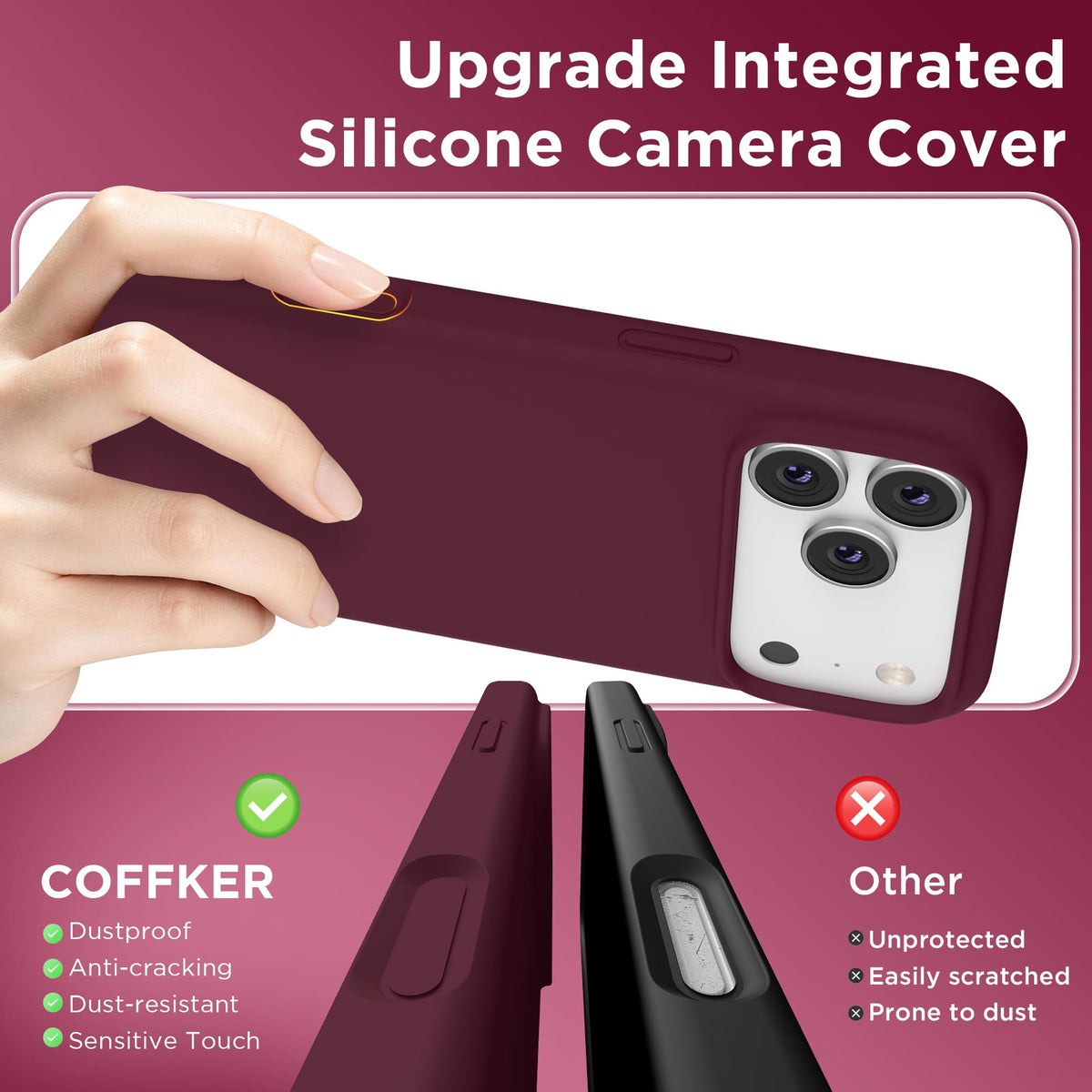 Magnetic for iPhone 18 Pro /17 Pro Case Silicone, Wine Red