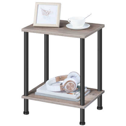 HOOBRO End Table, Small Side Table, Nightstand with 2-Layer Storage Shelves, Sofa Table for Small Spaces, Living Room, Bedroom, Stable Frame, Easy Assembly, Rustic Brown BF09BZ01