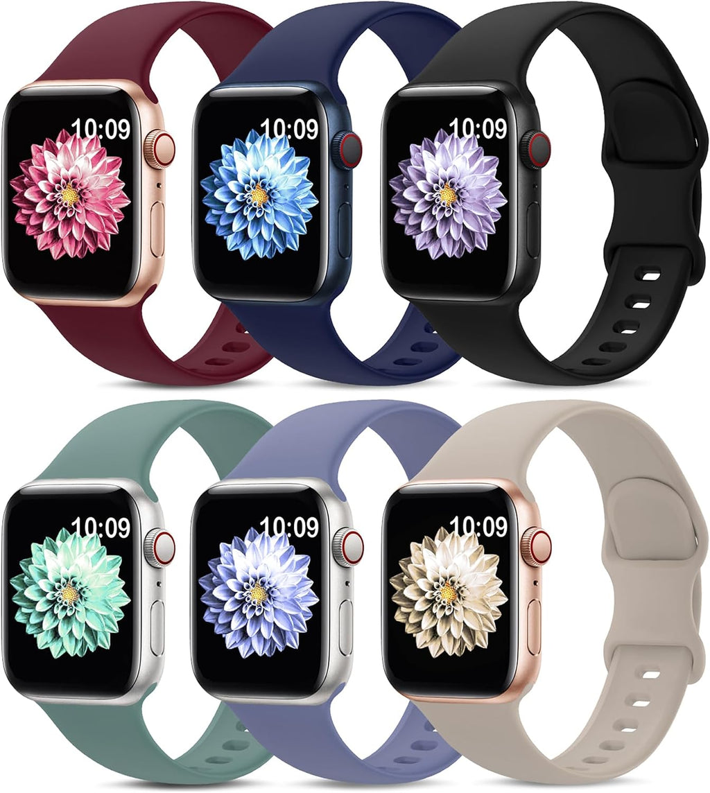 6 Pack Sport Silicone Bands Compatible with Apple Watch Band for Women Men