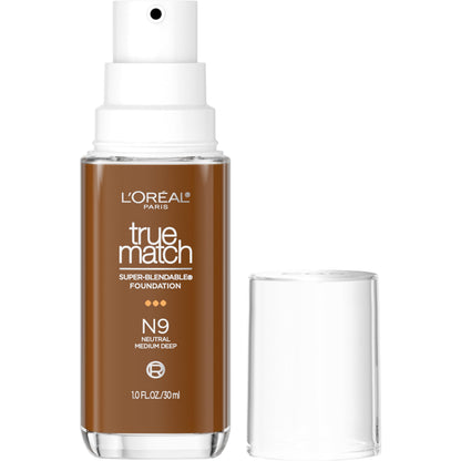 L'Oreal Paris True Match Super-Blendable Foundation, Medium Coverage Liquid Foundation Makeup, N3, Light Medium, 1 Fl Oz