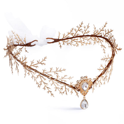 MOSTORY Renaissance Fairy Flower Crown, Woodland Elf Crown Headpiece