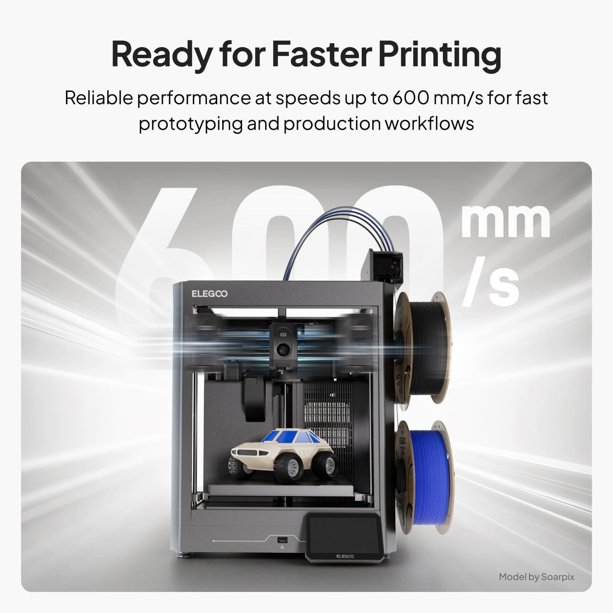 ELEGOO Rapid PETG 3D Printer Filament 1.75mm Black 1KG
