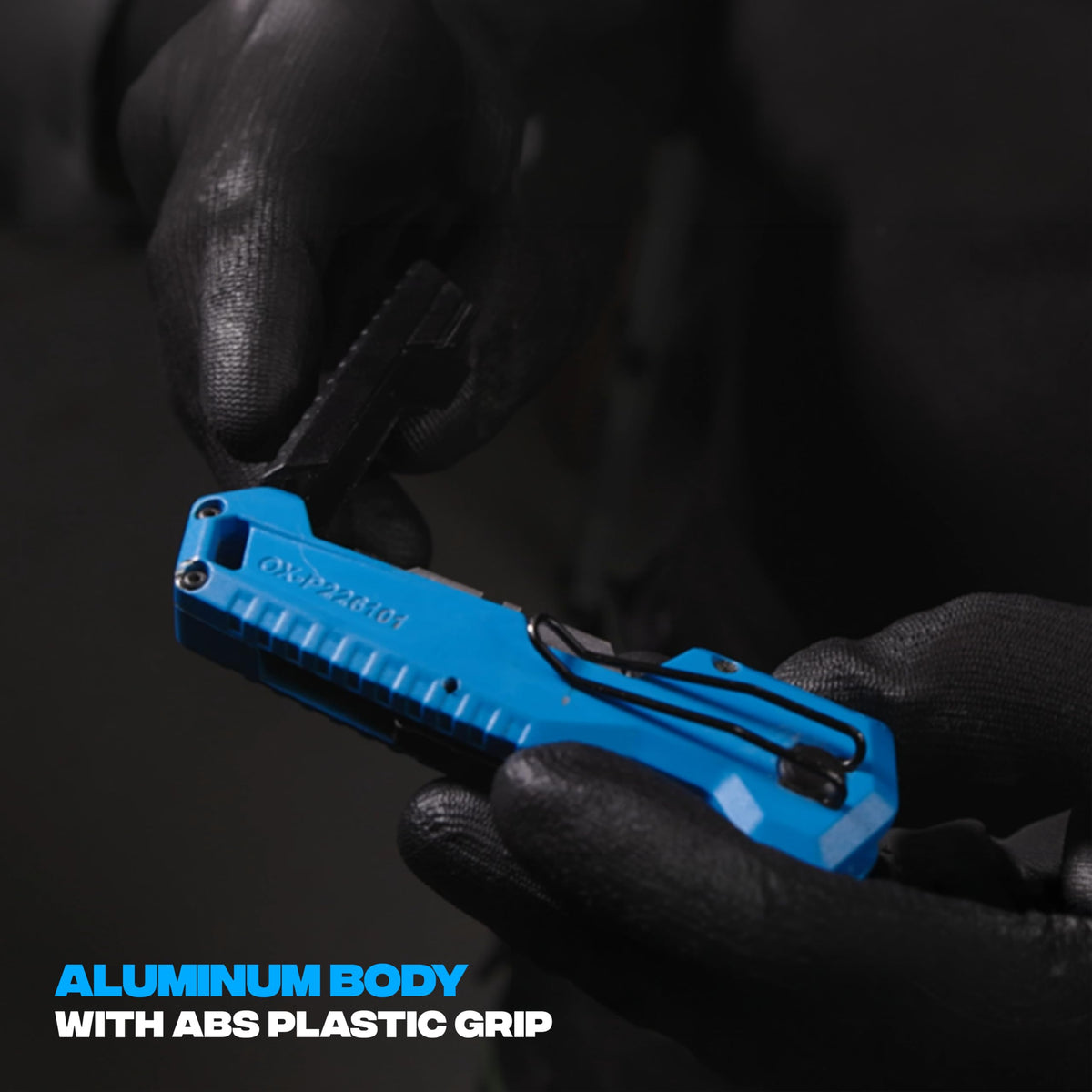 OX TOOLS P224301 Pro Heavy Duty Fixed Blade Folding Knife, Blue / Black