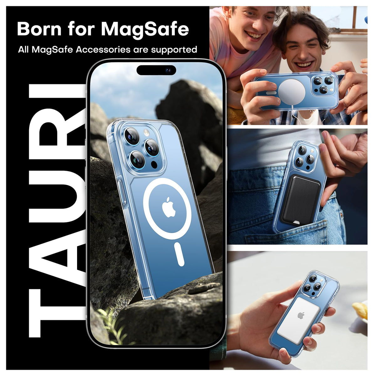 TAURI for iPhone 16 Pro Case, Compatible with MagSafe, Clear