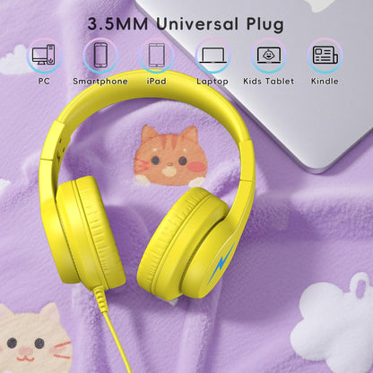 Candy Bila Wired Kids Headphones for School, Over-Ear for Boys Girls