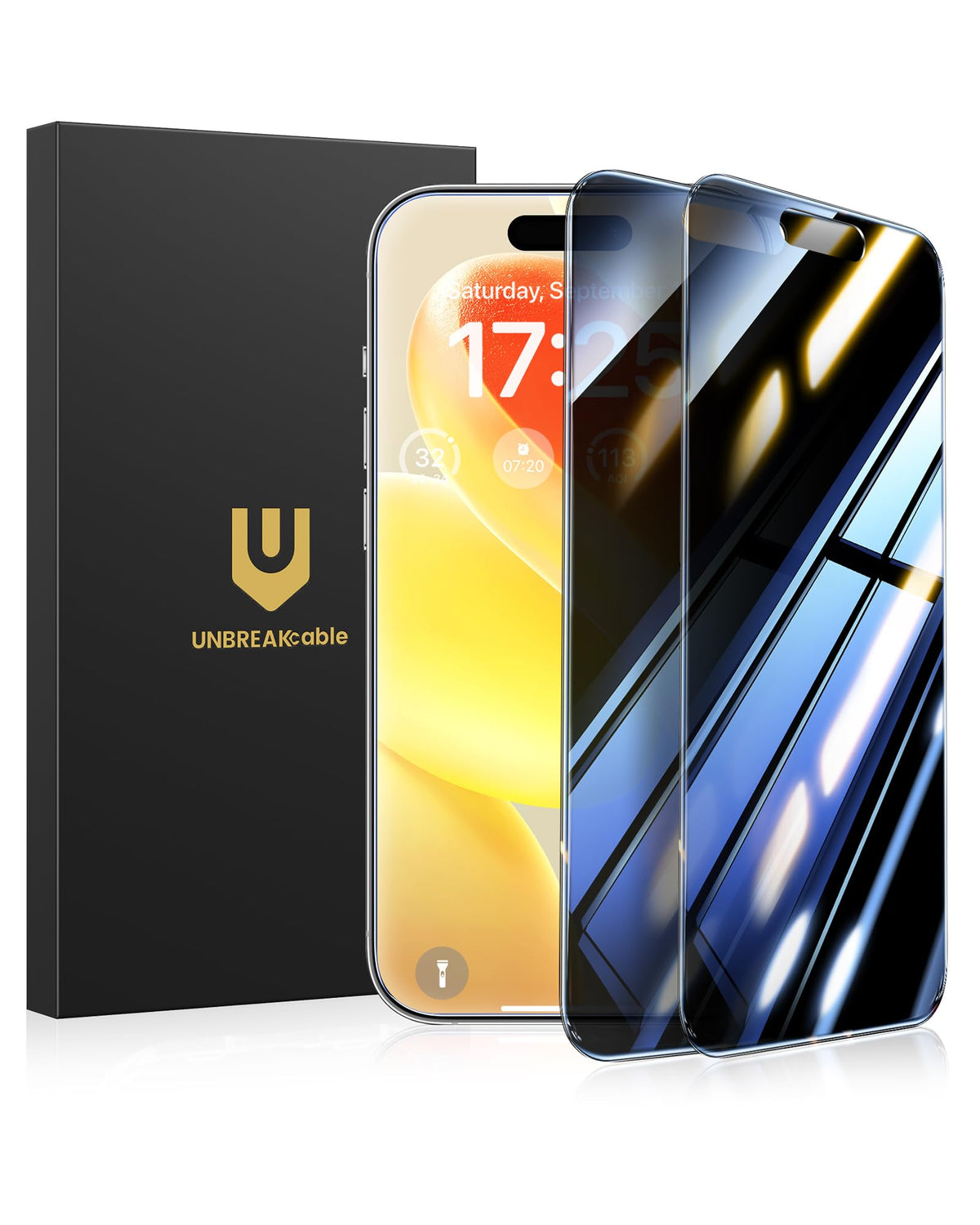 UNBREAKcable Privacy Screen Protector for iPhone 16 Pro, 2-Pack