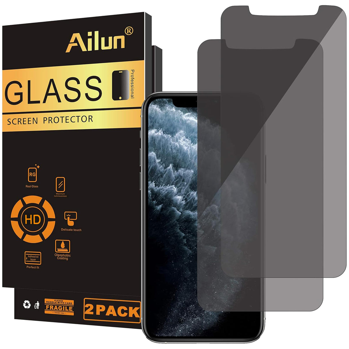Ailun 3 Pack Privacy Screen Protector for iPhone 17 Pro Max, Tempered Glass