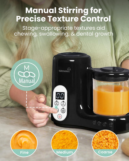 Grownsy Baby Food Maker, Steamer & Blender Baby Food Processor, Dark Grey