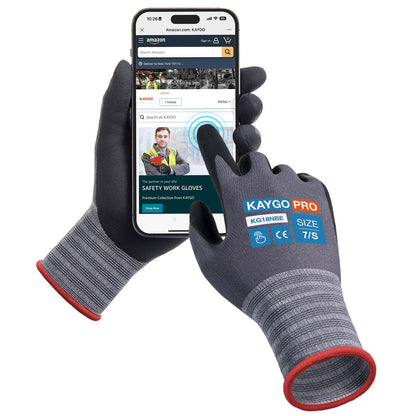 KAYGO Safety Work Gloves MicroFoam Nitrile Coated 12 Pairs, KG18NH