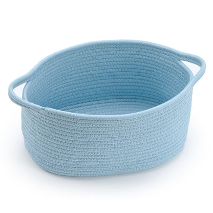 Happyiren Brown Woven Cotton Rope Storage Basket with Lace Trim