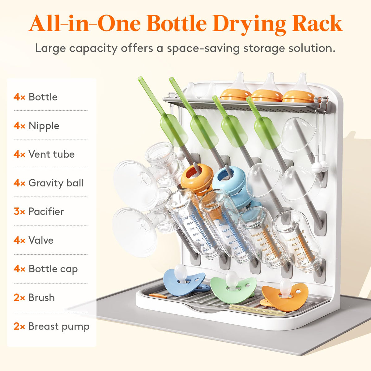 Lifewit 10-Hooks Baby Bottle Drying Rack for Countertop, BPA Free