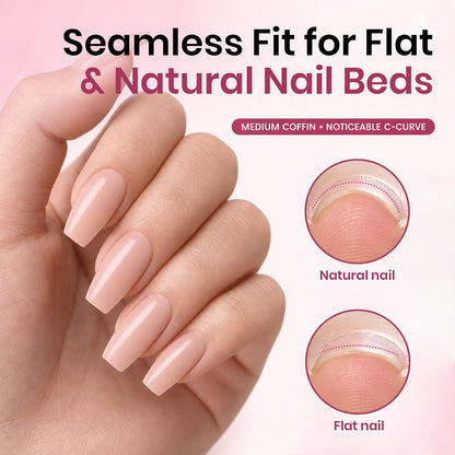 Beetles Soft Gel Nail Kit Almond Short 288pcs 12 Sizes Nail Tips with Glue