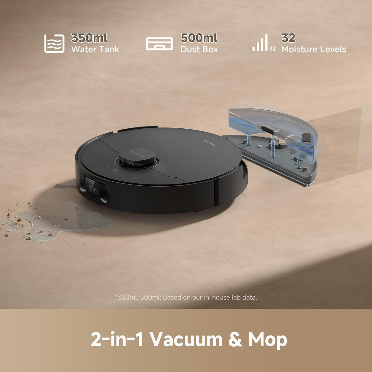 dreame D20 Pro Plus Robot Vacuum and Mop, Detangling DuoBrush for Pet Hair