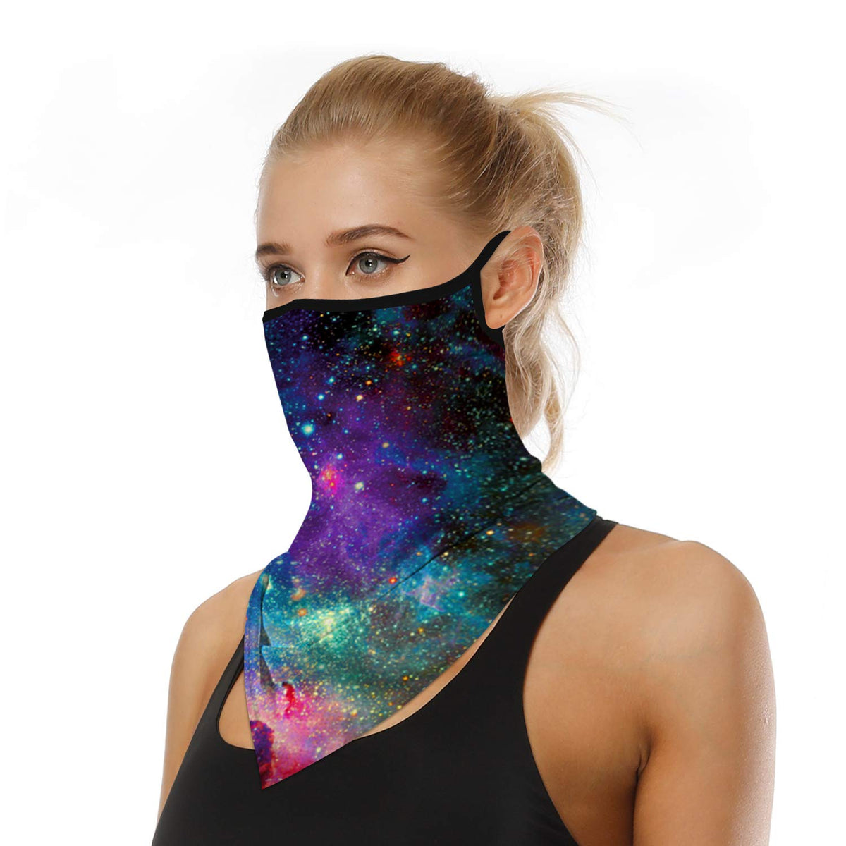 YAYOUREL Neck Gaiter Face Mask Bandanas for Men Women UV Face Scarf Cover Ear Loop Hole Facemask for Fishing Running Cycling