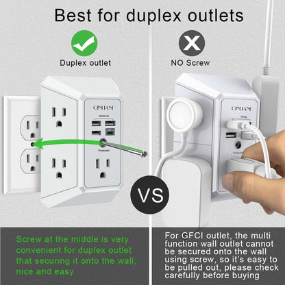 Surge Protector, QINLIANF 5 Outlet Extender with 4 USB Ports(2USB-C)