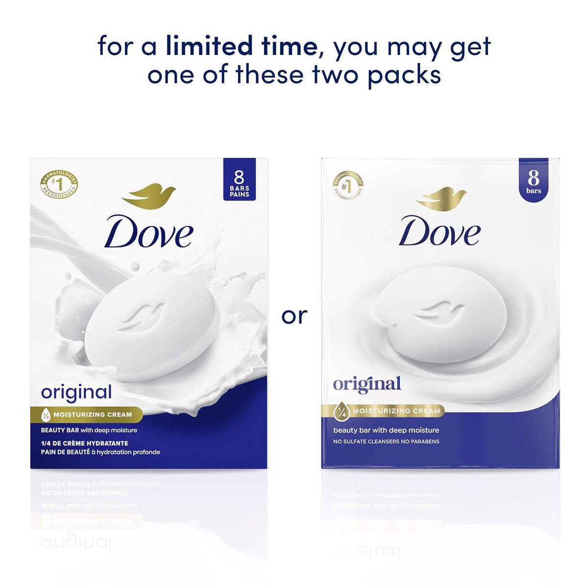 Dove Beauty Bar Soap Original 8 Count for Soft, Smooth Skin, with 1/4 Moisturizing Cream 3.75 oz