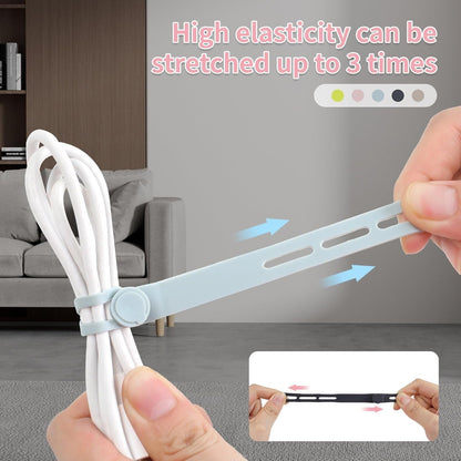 25 Pcs Silicone Cable Ties, Cable Ties Reusable, High Elasticity Cord Wraps for Electrical Cords, Cord Organizer for Earphone, Phone Charger(White)